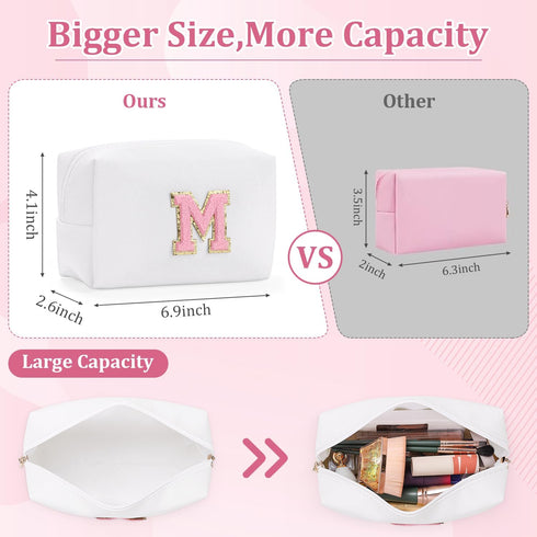 Etercycle Small Personalized Initial Letter Makeup Bag for Women, Cute Waterproof PU Leather Cosmetic Bag Travel Makeup Bag, Makeup Pouch Toiletry...