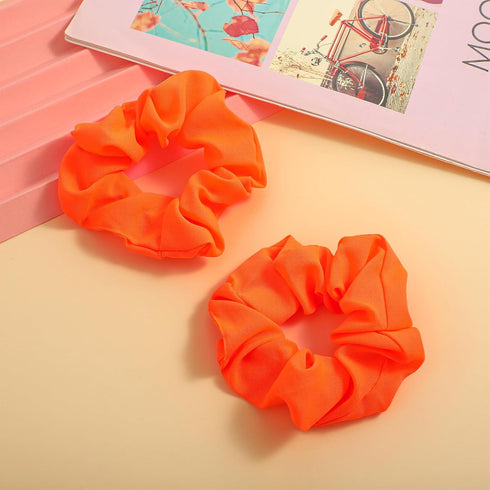 2 Pcs 80s Neon Scrunchies Orange Scrunchie Solid Neon Hair Accessories Elastic Neon Orange Scrunchies Large Voile Hair Ties Hair Bands Ponytail Ha...
