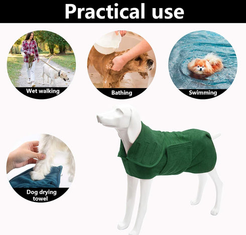 Geyecete Dog Drying Coat -Dry Fast Dog Bag - Dog Bathrobe Towel - Microfibre Fast Drying Super Absorbent Pet Dog Cat Bath Robe Towel,Luxuriously S...