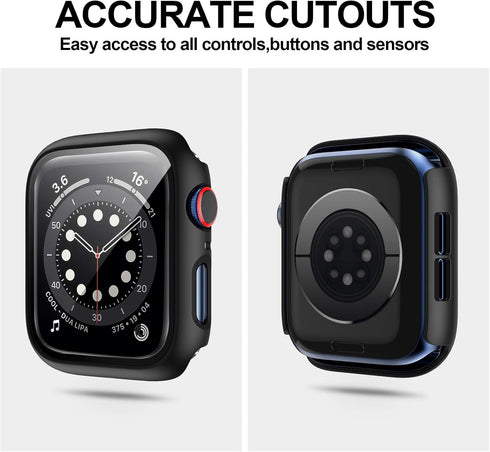 6 Pack Hard Case Compatible for Apple Watch Series 3 38mm with Built-in Tempered Glass Screen Protector,JZK Thin Bumper Full Coverage Bubble-Free ...