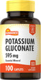 Potassium Gluconate 595mg | 100 Count | Essential Mineral Supplement | Vegetarian, Non-GMO, and Gluten Free Formula | By Sundance...