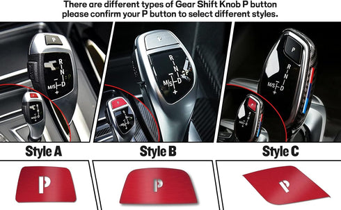 Xotic Tech Gear Shift Knob P Parking Button Cover Trim Compatible with BMW 1 2 3 4 5 7 X3 X5 X6 Series F20 F21 F22 F23 F30 F31 F34 F32 F33 F36 F10...