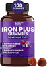 Iron Gummies Supplements for Adults (Women, Men) and Kids – Grape Flavor- Supports Anemia, Energy and Focus Levels – 100 Count...