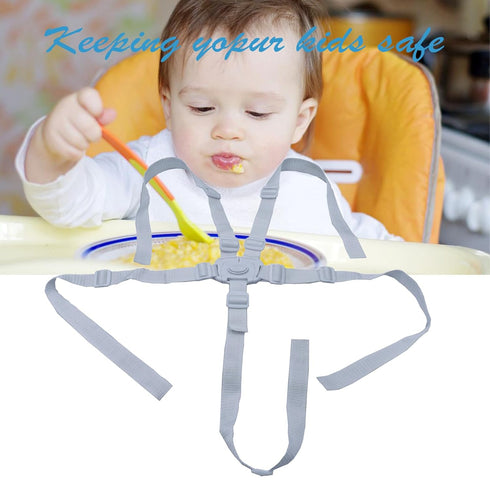 White 5 Point Harness Seat Belt Stroller Harness Safety Harness Belt, Adjustable Harness Strap for High Chair and Pushchair, Universal 5 Point Har...