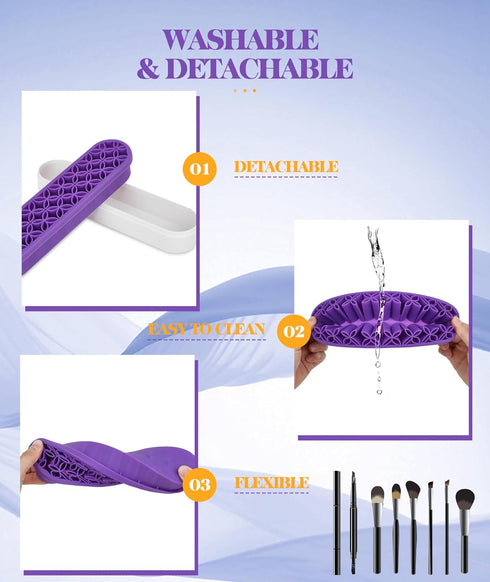 Silicone Makeup Brush Holder, Desktop Cosmetic Storage Box Organizer for Brush, Eyeliners, Cosmetic Tools, Pen, Pencil, Art Supplies, Painting Bru...