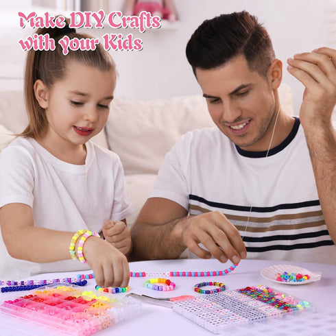 Wutubug 1500pcs Pony Beads Bracelet Making Kit, 24 Colors Friendship Bracelet Kit Kandi Beads, Letter Beads Heart Beads with Elastic String for Je...