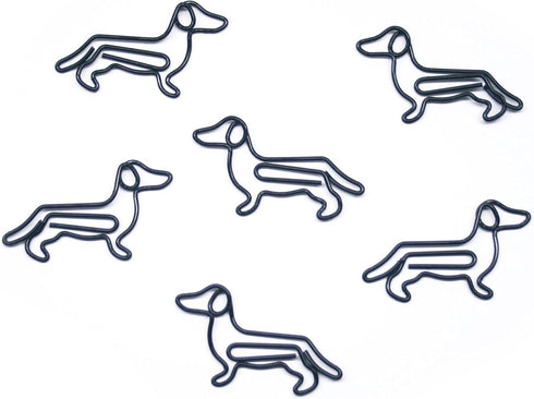Dog Dachshund Shaped Paper Clips Great for Paper Clip Collectors or Dog and Pet Lovers (Style #2) (Black Refill Bag (No Tin))...