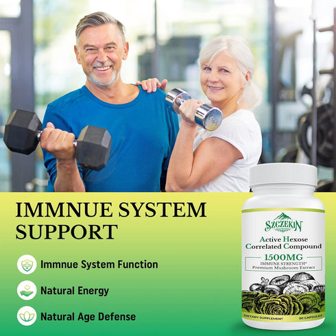Active Hexose Correlated Compound 1500 mg Supplement, Natural 8 Mushroom Extract Supplement, Immune System, Liver Function, Natural Killer and T C...