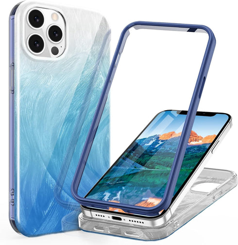 STERKER Compatible for iPhone 12 Pro Max Case, Full Body Rugged Floral Pattern Case with Built-in Touch Sensitive Screen Protector, Soft TPU Bumpe...