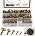 Wokape Paper Fasteners Brads Round Fasteners (Bronze) - 500Pcs 5 Sizes Mushroom Head Round Paper Fasteners Metal Brads Decorative Brads...