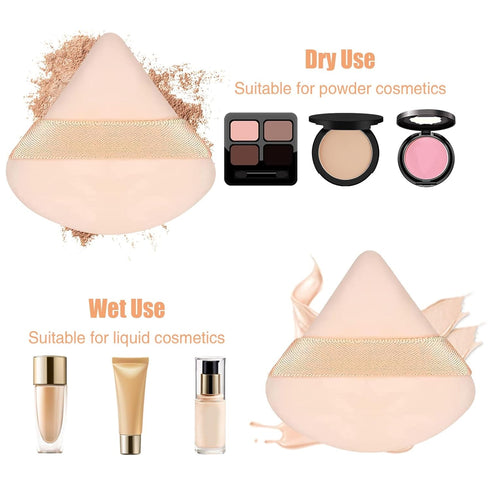 Pimoys 6 Pieces Powder Puff Face Triangle Makeup Sponge Soft Velour Puffs for Loose Powder Setting Powder Blender Foundation Sponge Beauty Makeup ...
