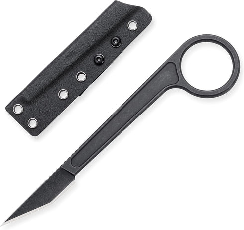 Fixed Blade Knife, 440C Blade Stainless Steel Handle, Tactical EDC Knife with Kydex Sheath, Outdoor survival Knife for Hiking, Camping OS108 (Blac...