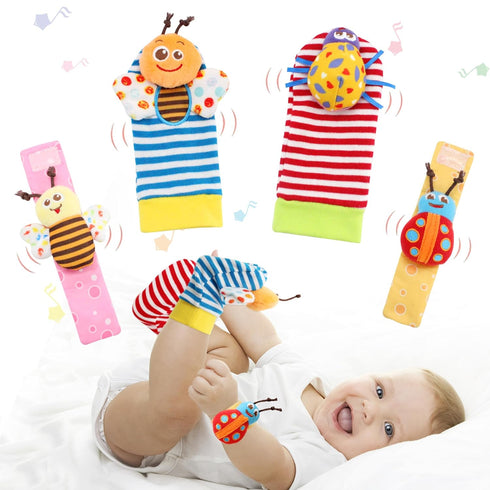 Wrist Rattle Foot Finder Sock for 0-36 Months Baby Boys and Girls, Newborn Baby Soft Hand & Feet Rattle 0-3 Years, Arm Leg Babies Development Toys...