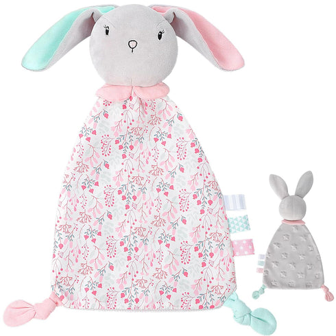 Baby Loveys Bunny Cozy Plush Sensor Security Nursery Blanket Soft Snuggle Toy Stuffed Animals Rabbit Lovies Neutral Presents for Newborns Infant B...