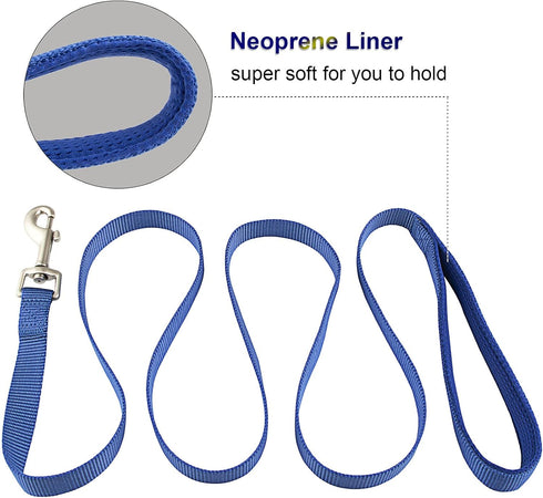 Dog Collar and Leash Set, Nylon Collar and Leash for Dogs Classic Solid Colors for Small Medium Large Dogs (Blue, Medium, Collar 14-20", 3/4")...