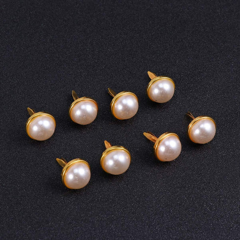 100pcs Mini Brads Metal Pearl Brad Paper Fastener for Scrapbooking DIY Craft Clothing Decoration Gold 12mm...