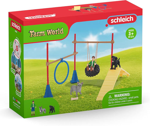 Schleich Farm World, Farm Toys for Girls and Boys Ages 3-8, 14-Piece Playset, Puppy Agility Training at the Dog Park...