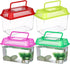NOLITOY 4pcs Mini Fish Tank, Plastic Fish Box Breeding Case with Handle Desktop Fish Bowl Portable Aquarium for Shrimp Turtle Shrimp Goldfish (Ran...