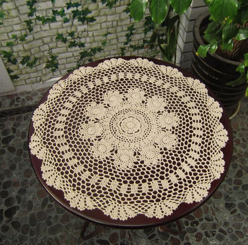 Laivigo New Handmade Crochet Cotton Lace Round Table Cloth Doilies Doily,24 Inch,Beige...