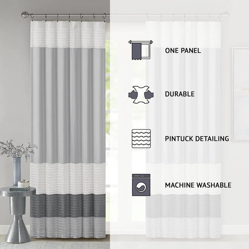 Madison Park Window Curtain Single Panel Faux Silk, Elegant Pleats, Rod Pocket Curtains for Living Room Privacy, Room Darkening Window Curtain for...