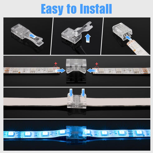 Led Strip Connectors, Transparent Led Light Connectors 4 pin 10 Pack and L Shape 4-Pin LED Corner Connectors 4-Pack for 10mm Wide Waterproof or No...