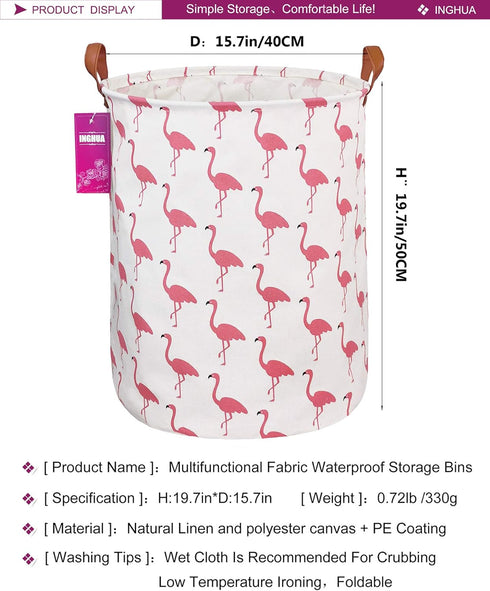 Laundry Hamper Large Canvas Fabric Lightweight Storage Basket/Toy Organizer/Dirty Clothes Collapsible Waterproof for College Dorms, Boys and Girls...