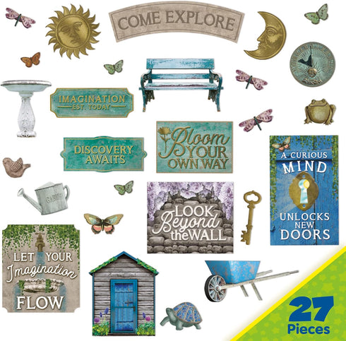 Eureka Curiosity Garden Gallery Wall Motivational Classroom Bulletin Board Set for Teachers, 26 Pieces...