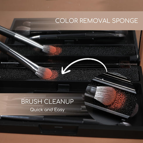 ENERGY Travel Eye Makeup Brush Set Eyeshadow Eye Blending Eyeliner Under Eye Concealer Eye Brow Smudge Makeup Kit with Portable Compact Mirror Cas...