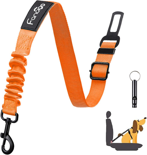 Dog Seat Belt for Car. Car Accessories for Dogs. Adjustable Strap, Strong Nylon Fabric, Bungee Buffer Design for Active Pets. (Orange - 1 pack)...