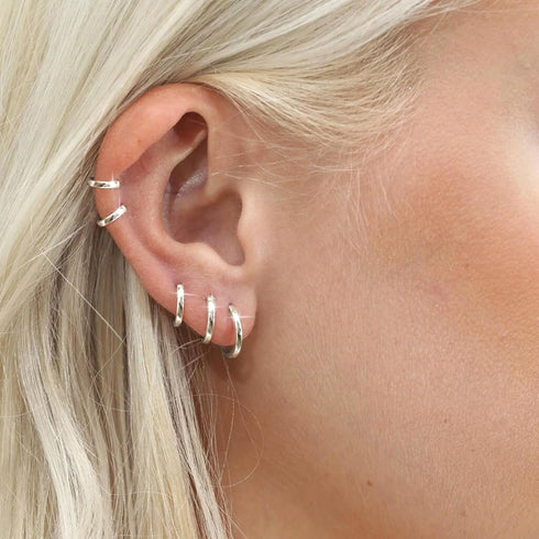 DEARMAY 5 Pairs Silver Huggie Hoop Earring Sets for Women, S925 Sterling Silver Post Small Cubic Zirconia Earrings Jewelry Hypoallergenic Trendy W...
