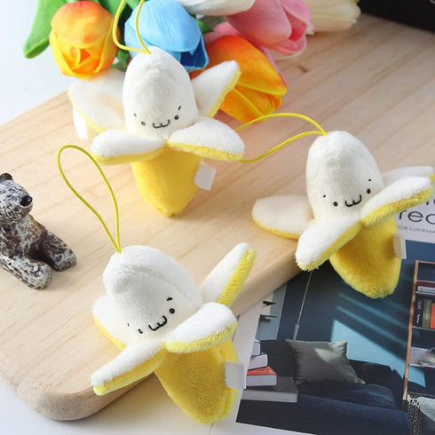 Yellow Peeling Banana Keychain, Banana Plush, Banana Man Plush, Cartoon Birthday Gift PP Cotton Peeling Banana Shape Plush Doll Pendant for Decora...