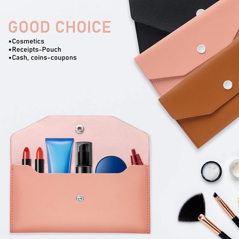 Leather Cash Envelopes, Money Envelope Reusable Waterproof Budget Envelope (pink)...