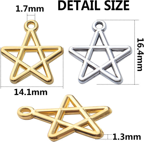 BronaGrand 100pcs Star Pentagram Charms Pendant Alloy Pentacle Charm Celestial Charms for DIY Bracelets Necklace Jewelry Making Craft Supplies...