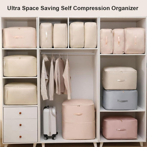 Ultra Space Saving Self Compression Organizer, Heavy Duty Moving Bags, Compression Duvet Storage Bag Large Capacity, Storage Tote, Self Compressio...