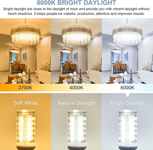 hansang 12 Pack G9 LED Bulb 6000K Cool Daylight for Crystal Chandelier, 4W 40Watt G9 Halogen Equivalent 1.77'' Height Short T4 Light Bulb with G9 ...