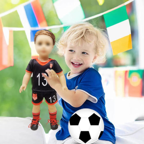 18 Inch Doll Clothes - Team USA 6 Piece 18" Doll Soccer Uniform Fits 18 inch Doll, includes Headband,Shirt,Shorts, Socks,Shoes and Football...