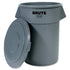 Rubbermaid Commercial BRUTE Trash Can Flat Lid, Round, Gray, 55 Gallon, FG265400GRAY...