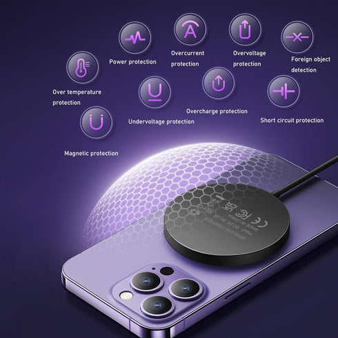 Magnetic Wireless Charger Compatible with Mag-Safe Charger, 15W Fast Charging Wireless Charger Pad for iPhone 15/14 Pro/Pro Max/Plus, 13/12 Pro/Pr...