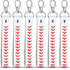Inbagi 6 Pcs Leather Baseball Keychains for Boys White Seamed Keychain Sports Softball Keychains Baseball Gifts for Boys Wristlet Strap Keychain f...