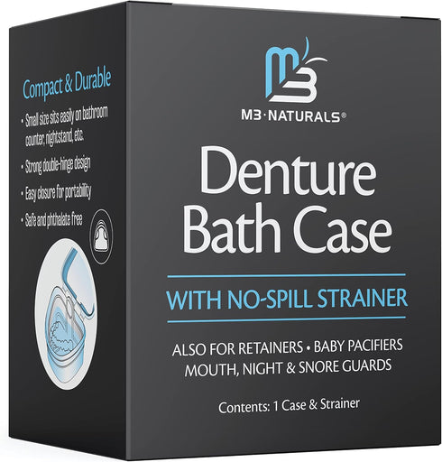 Denture Bath Case and Retainer Case FSA HSA Approved Denture Bath Cup for Invisalign Retainers Mouthguards Dentures Cleaner Kit with Strainer Spil...