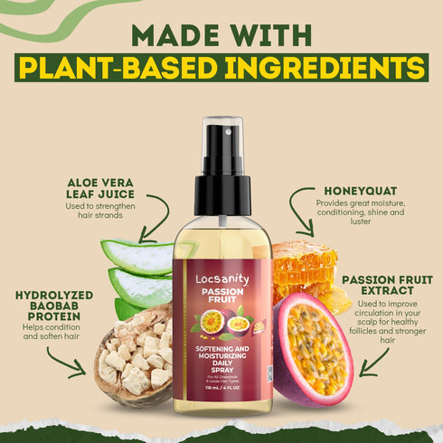 Locsanity Daily Moisturizing Spray for Dull, Dry Locs – Trial Size Passion Fruit Hair and Scalp Moisturizer for Dreadlocks, Sisterlocks, Microlock...