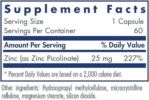 Allergy Research Group Zinc Picolinate Supplement - Supports Normal Health Immune Response, Highly Bioavailable, Well-Absorbed, Hypoallergenic, Ve...
