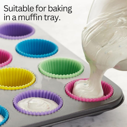 Silicone Baking Cups: Reusable Silicone Baking Cups, Non-Stick Muffin Liners, Cupcake Liner, Multicolor - 12 Pack...