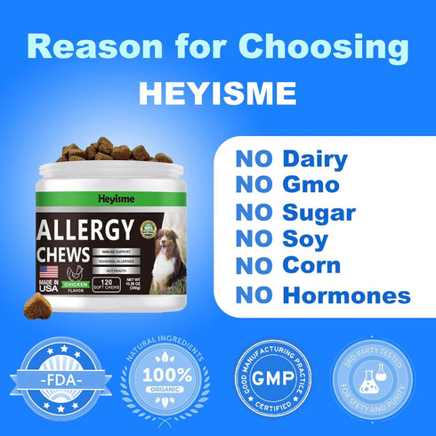Dog Allergy Relief Chews, Itch Relief and Probiotics for Dogs, Fish Oil Omega 3, Seasonal Allergies, Itchy Skin Relief, Anti Itch Treats, Immune H...