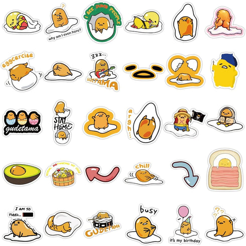 CHVISO 60PCS Japanese Lazy Egg Kawaii Stickers - Vinyl Waterproof Stickers for Kids, Teens, Adults - Laptop, Water Bottles, Skateboard, Guitar...