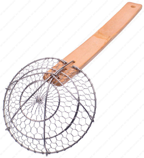 M.V. Trading SSK5 Stainless Steel Asian Spider Skimmer Strainer with Bamboo Handle, 5-Inches...