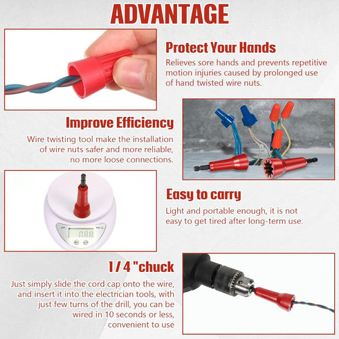 2 Pcs Wire Twister Tool for Drill, Wire Twister, Wire Twisting Tool, Drill Wire Twister, Wire Connector Driver Wire Connector Socket with 1/4 Chuc...