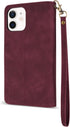 ZZXX for iPhone 12 Pro Wallet Case with Card Slot Premium Soft PU Leather Zipper Folio with Wrist Strap Kickstand Protective for iPhone 12 (Wine R...