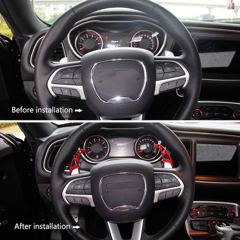 Silver Aluminum Steering Wheel Shift Paddle Extended Shifter Trim for Dodge Charger 2015+/Chrysler 300 2015-2021 (Red with Hole)...