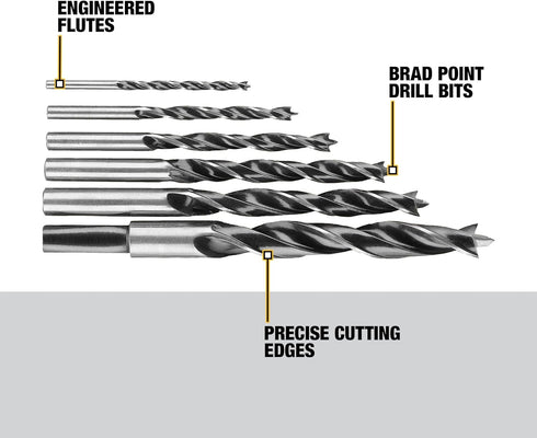 DEWALT Drill Bit Set, Brad Point, 6-Piece (DW1720) , Black...